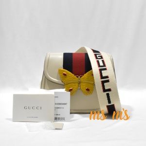NWT Gucci Linea Butterfly Web Strap Shoulder Bag